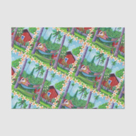 Mele Kalikimaka Santa on Vacation in Hawaii Seidenpapier