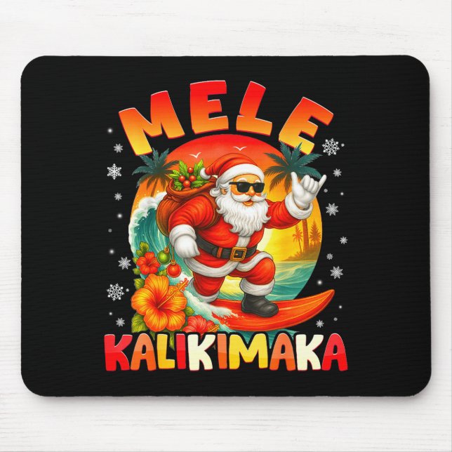 Mele Kalikimaka Santa Rock On Hawaii Christmas Xma Mousepad (Vorne)