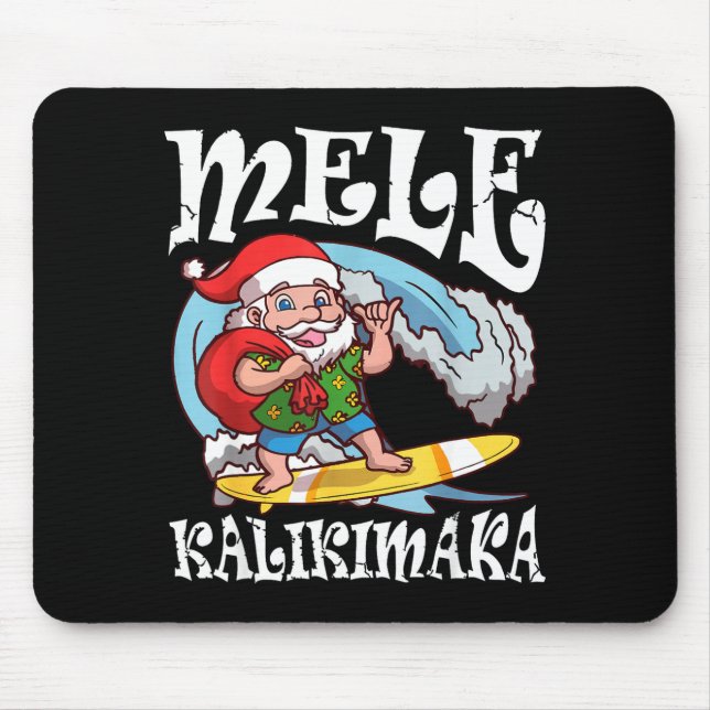 Mele Kalikimaka Santa Surfing Hawaii Christmas  Mousepad (Vorne)