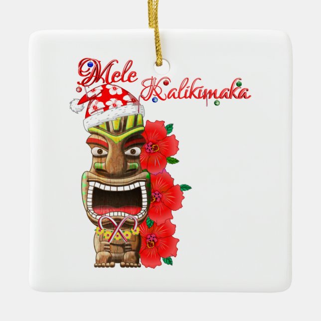 Mele Kalikimaka Santa Tiki Keramikornament (Vorderseite)