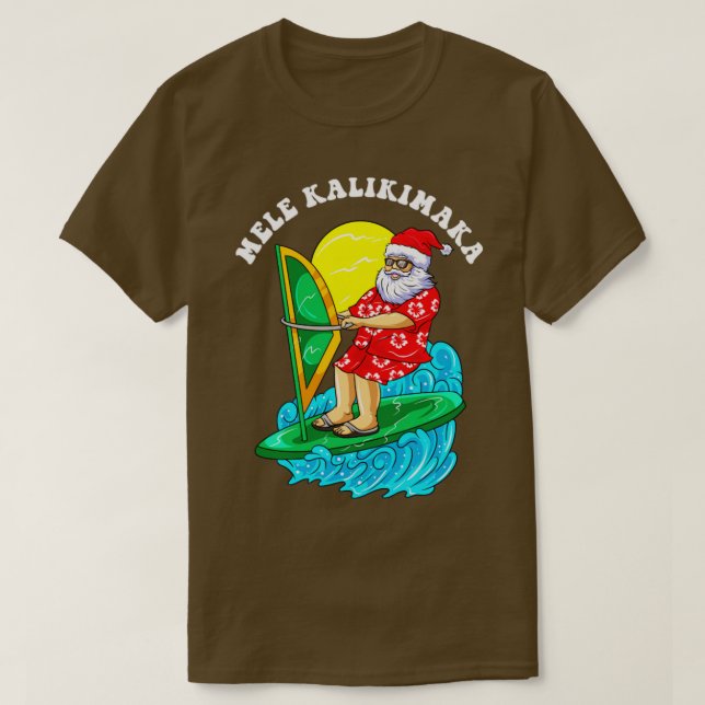 Mele Kalikimaka Santa Wind Surfen Weihnachten in J T-Shirt (Design vorne)