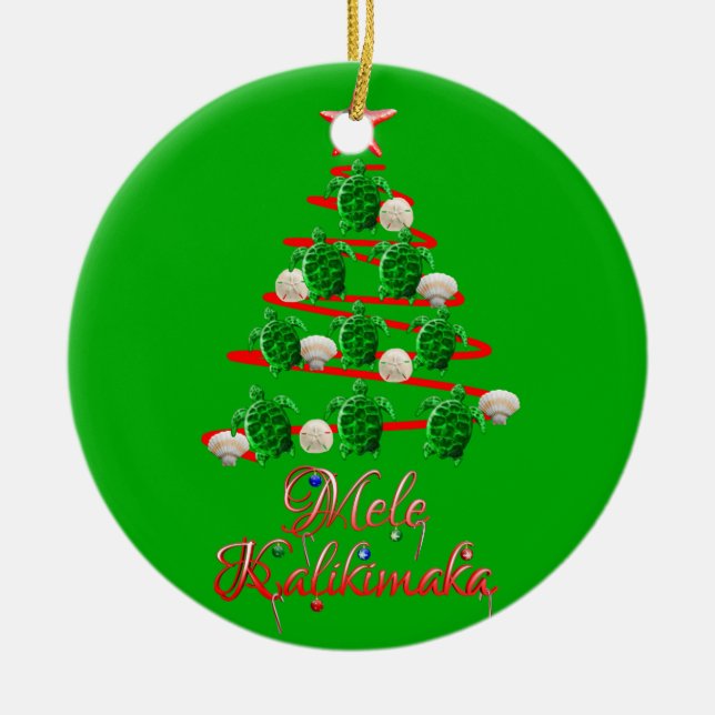 Mele Kalikimaka Sea Turtles Keramik Ornament (Vorne)