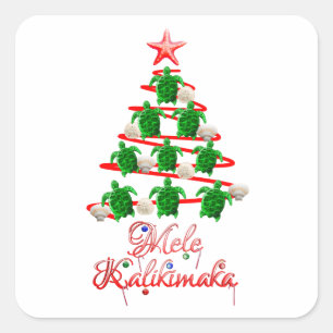 Mele Kalikimaka Sea Turtles Quadratischer Aufkleber