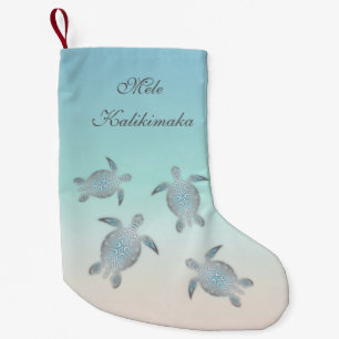 Mele Kalikimaka Silberne Meeresschildkröten Hawa Kleiner Weihnachtsstrumpf