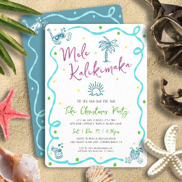 Mele Kalikimaka Teal Purple Green Doodle Christmas Einladung