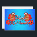 Mele Kalikimaka Tiki Hawaiianer-Weihnachten Feiertagskarte<br><div class="desc">Mele Kalikimaka ist für frohe Weihnachten hawaiisch. Feiern Sie ein nettes warmes Strand Weihnachten. Mele Kalikimaka verziert mit Weihnachtsverzierungen und Zuckerstangen. Und zwei Tiki Masken mit Weihnachtsmann-Hüten.</div>