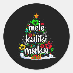 Mele Kalikimaka Tropical Christmas Hawaiian Santa Runder Aufkleber
