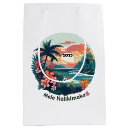 Mele Kalikimaka Tropical Island 2023 Label Mittlere Geschenktüte