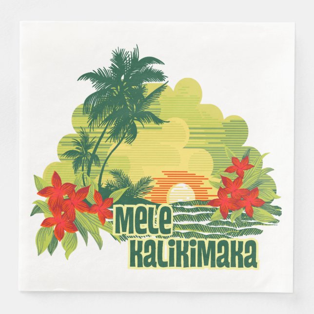 Mele Kalikimaka Tropical Island Hawaiian Weihnacht Serviette (Vorderseite)