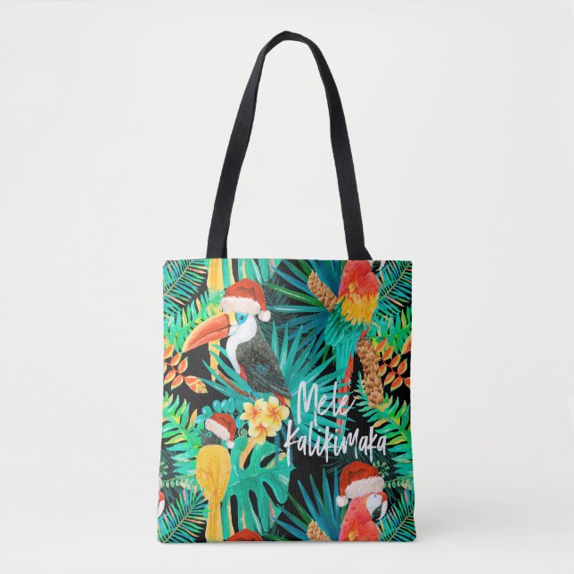 Mele Kalikimaka Tropical Jungle Birds Beach Tasche (Vorderseite)