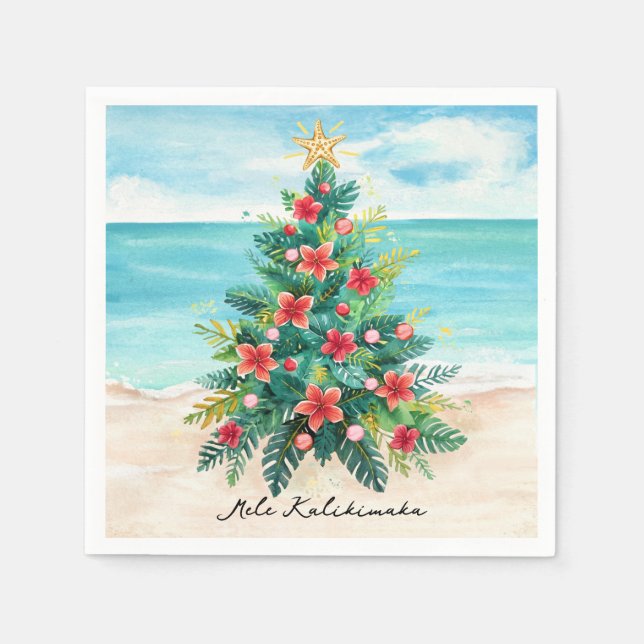 Mele Kalikimaka Tropical Palm Tree Christmas Serviette (Vorderseite)
