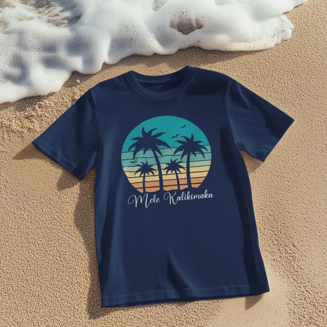 Mele Kalikimaka Tropical Sunset Christmas T-Shirt (Von Creator hochgeladen)