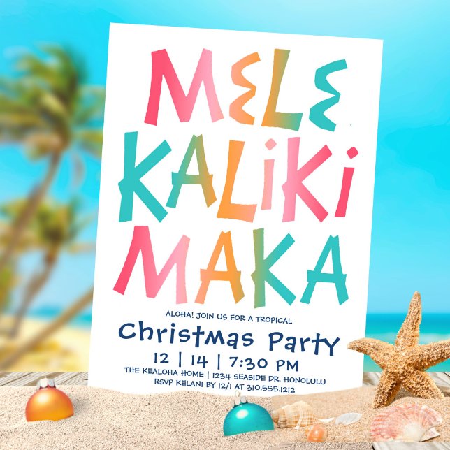 Mele Kalikimaka Tropical Typografy Christmas Einladung (Von Creator hochgeladen)