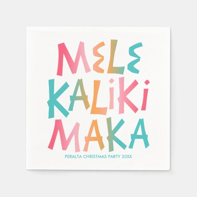 Mele Kalikimaka Tropical Typografy Christmas Serviette (Vorderseite)