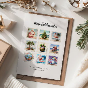 Mele Kalikimaka Tropische Briefmarken Feiertagskarte
