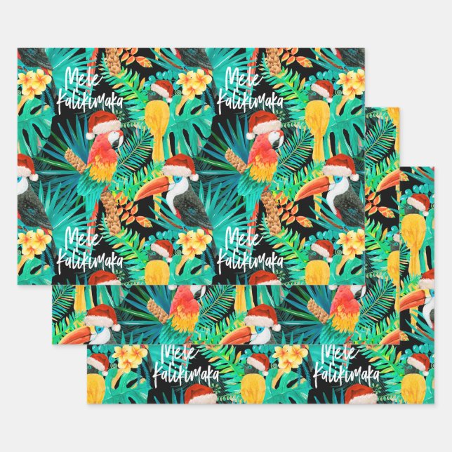 Mele Kalikimaka Tropische Jungle Birds Geschenkpapier Set (Set)