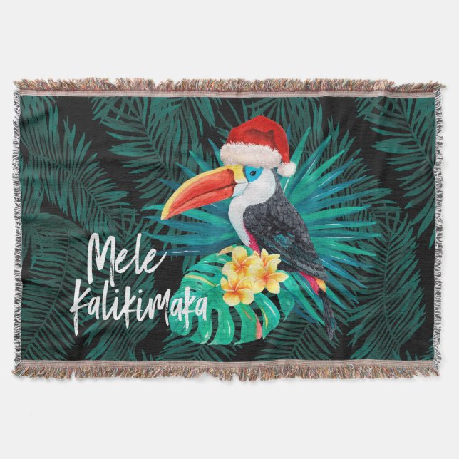 Mele Kalikimaka Tropische Jungle-Vögel Decke (Vorderseite)