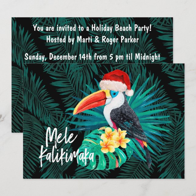 Mele Kalikimaka Tropische Jungle-Vögel Einladung (Vorne/Hinten)