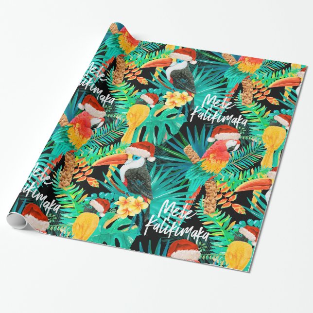 Mele Kalikimaka Tropische Jungle-Vögel Geschenkpapier (Ungerollt)