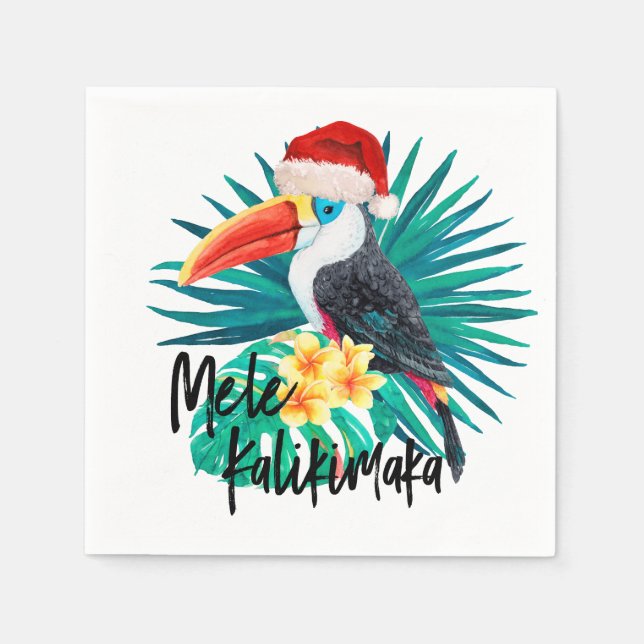 Mele Kalikimaka Tropische Jungle-Vögel Serviette (Vorderseite)