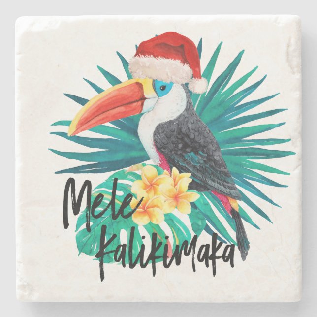 Mele Kalikimaka Tropische Jungle-Vögel Steinuntersetzer (Vorderseite)