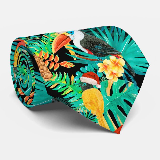 Mele Kalikimaka Tropische Jungvögel (überarbeitet) Krawatte (Gerollt)