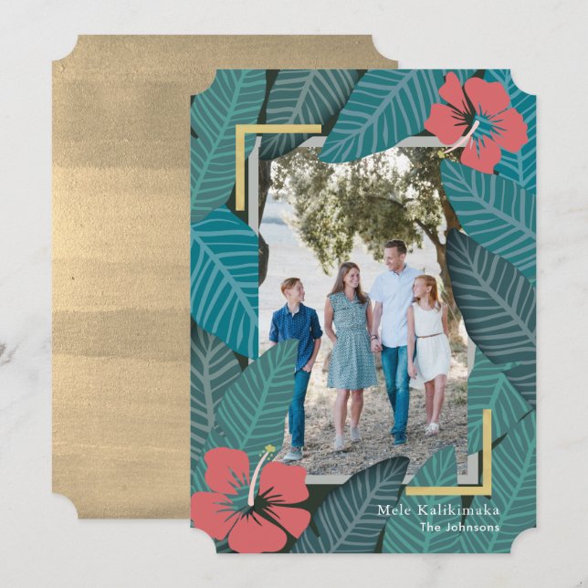 Mele Kalikimaka Tropischer Dschungel Foto Ferienka Einladung (Vorne/Hinten)