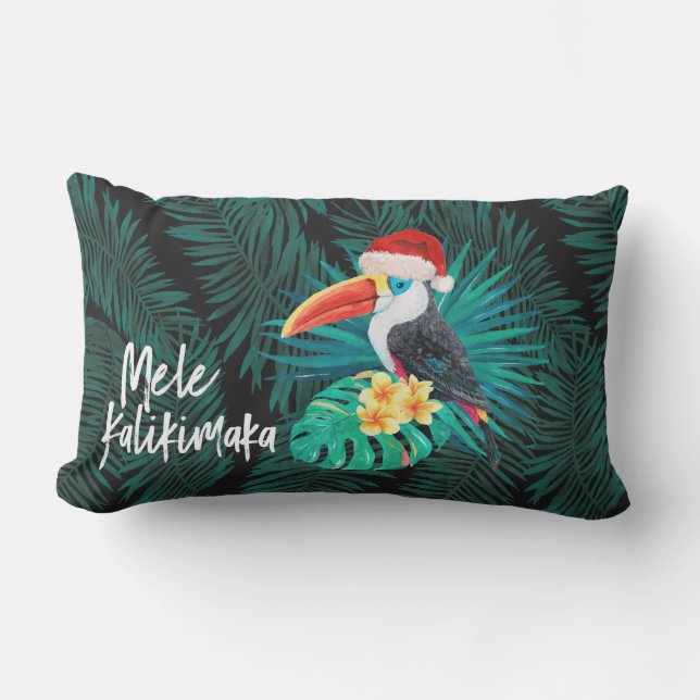 Mele Kalikimaka Tropischer Jungle Birds Palms Kissen Für Draußen (Vorderseite)