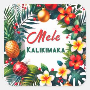 Mele Kalikimaka -Tropisches Weihnachten Quadratischer Aufkleber