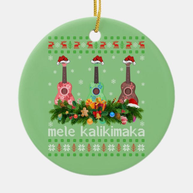 Mele Kalikimaka Ukulele Guitar Gift Ugly Ukulele Keramik Ornament (Vorne)