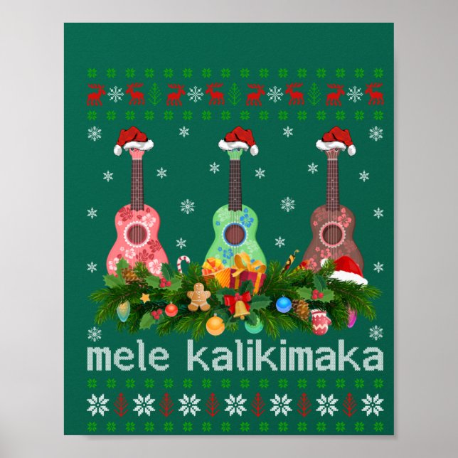 Mele Kalikimaka Ukulele Guitar Gift Ugly Ukulele Poster (Vorne)