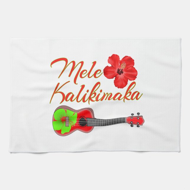 Mele Kalikimaka Ukulele Küchentuch (Horizontal)