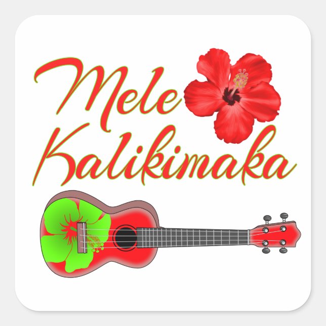 Mele Kalikimaka Ukulele Quadratischer Aufkleber (Vorderseite)
