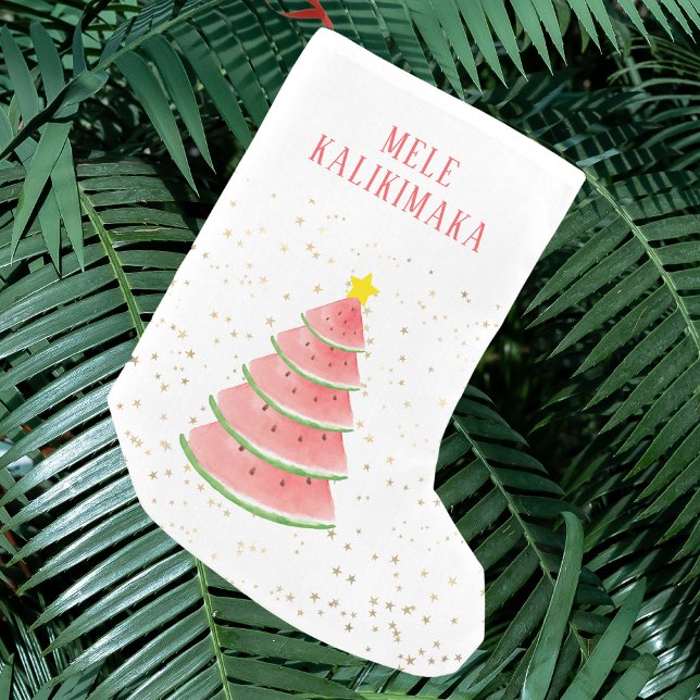 Mele Kalikimaka Watermelon Tree Kleiner Weihnachtsstrumpf (Von Creator hochgeladen)