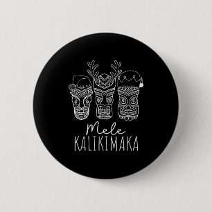 Mele Kalikimaka Weihnachten Hawaiian Santa Tiki Ma Button