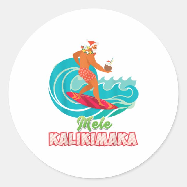 Mele Kalikimaka Weihnachten im Juli Runder Aufkleber (Vorderseite)