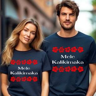 Mele Kalikimaka Weihnachts-Hibiskus Hawaiianisches T-Shirt