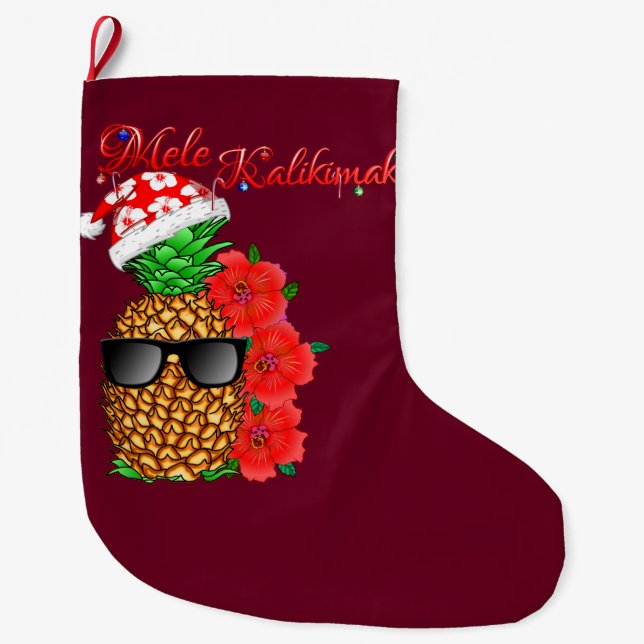 Mele Kalikimaka Weihnachtsananas Großer Weihnachtsstrumpf (Vorderseite)