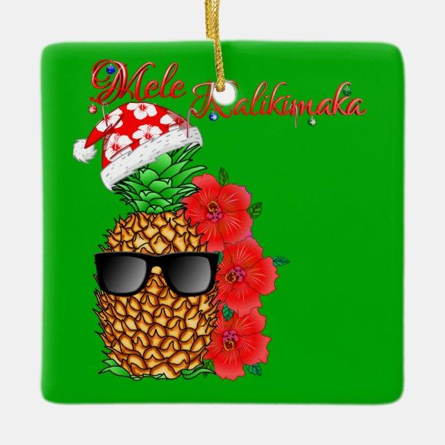 Mele Kalikimaka Weihnachtsananas Keramikornament (Vorderseite)