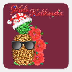 Mele Kalikimaka Weihnachtsananas Quadratischer Aufkleber