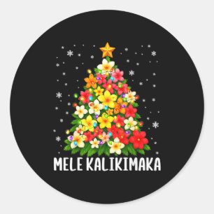 Mele Kalikimaka Weihnachtsbaum Hawaiianische Flora Runder Aufkleber