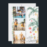 Mele Kalikimaka | Weihnachtsfoto-Collage Card<br><div class="desc">Wünschen Sie Ihren Lieben frohe Weihnachten mit unseren Mele Kalikimaka Karten. Einfache Aquarellpalmen in festlichen Lichtern. Drei Foto Collage auf der Vorderseite mit vollem gerahmten Foto auf der Rückseite und Ihre benutzerdefinierte Nachricht. Fügen Sie diesem Design Ihre benutzerdefinierte Formulierung hinzu, indem Sie die Felder "Diese Designvorlage bearbeiten" auf der rechten...</div>