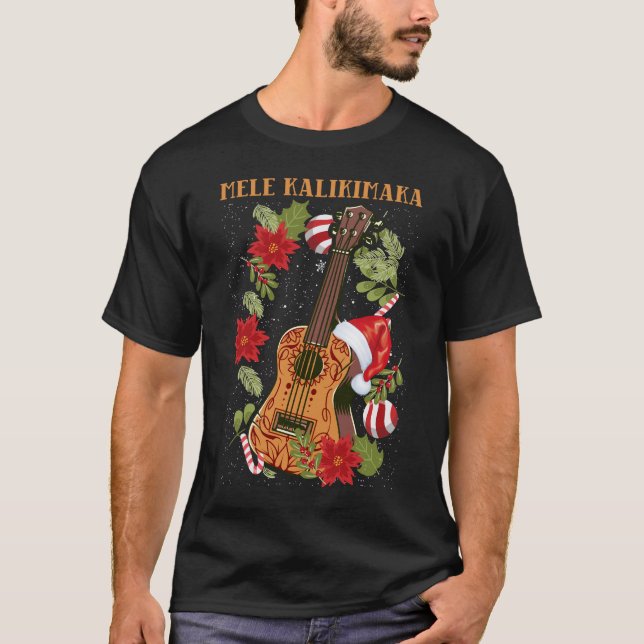 MELE KALIKIMAKA Weihnachtsgeschenk Ukulele Hawaii T-Shirt (Vorderseite)