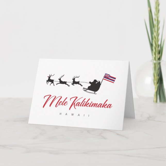 Mele Kalikimaka Weihnachtsmann mit hawaiianischer  Ankündigung (Vorderseite)