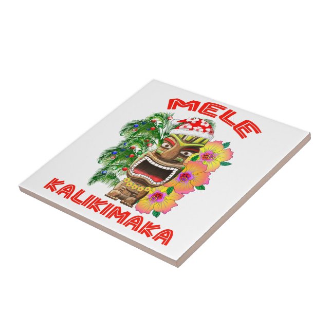 Mele Kalikimaka Weihnachtsmann Tiki Fliese (Seite)