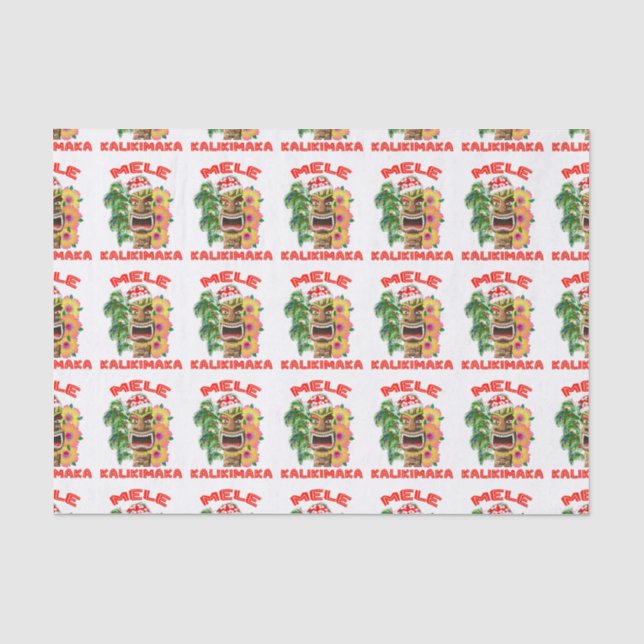 Mele Kalikimaka Weihnachtsmann Tiki Seidenpapier (Vorderseite)