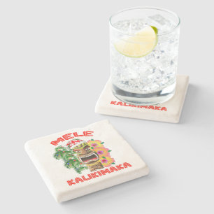 Mele Kalikimaka Weihnachtsmann Tiki Steinuntersetzer