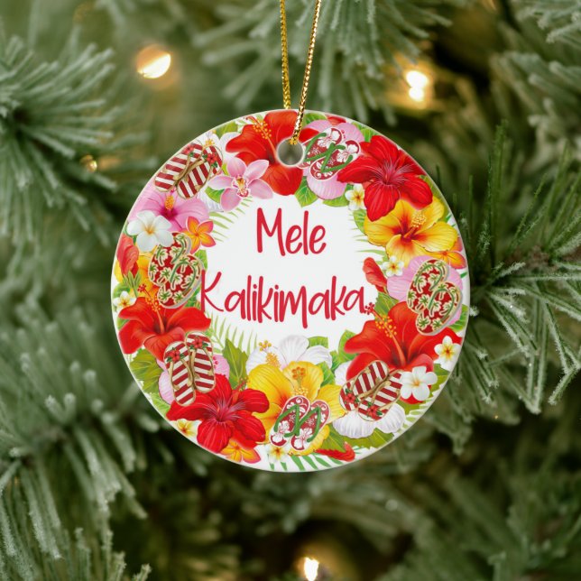 Mele Kalikimaka Wreath Runde Ornamente (Baum)