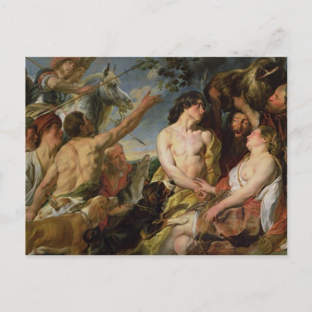 Meleager und Atalanta (Öl auf Leinwand) Postkarte (Vorderseite)