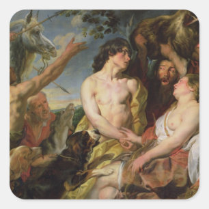 Meleager und Atalanta (Öl auf Leinwand) Quadratischer Aufkleber